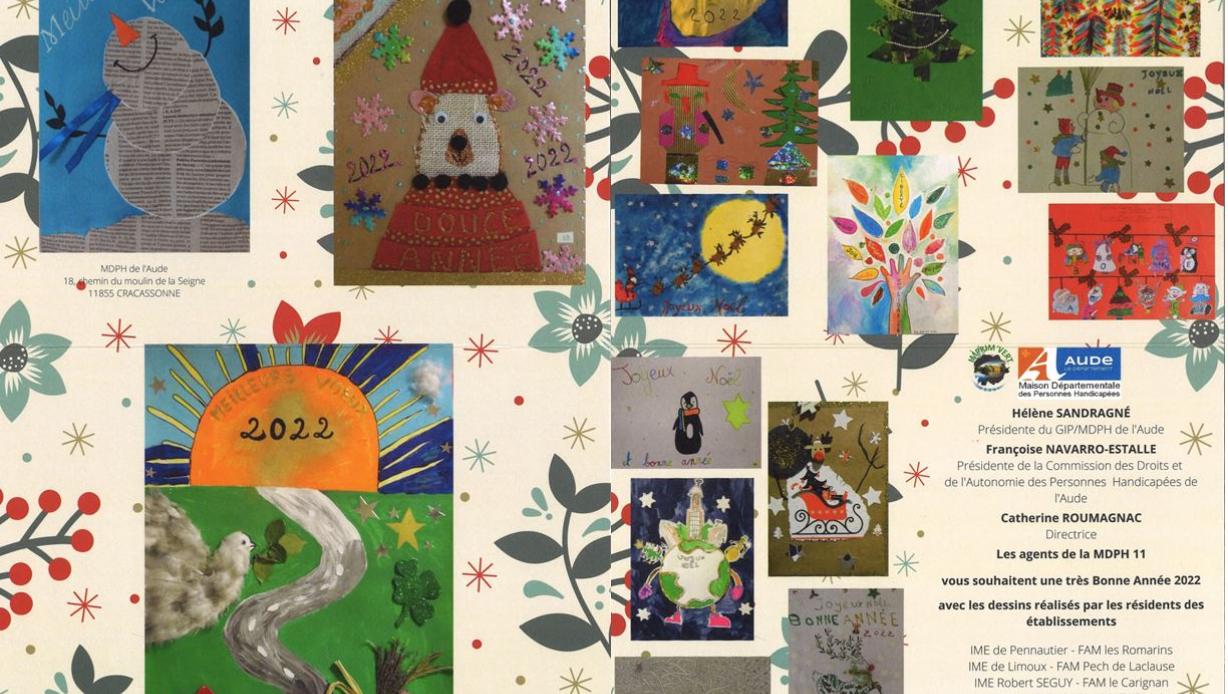 Carte de voeux 2022 de la MDPH 11 (recto-verso)